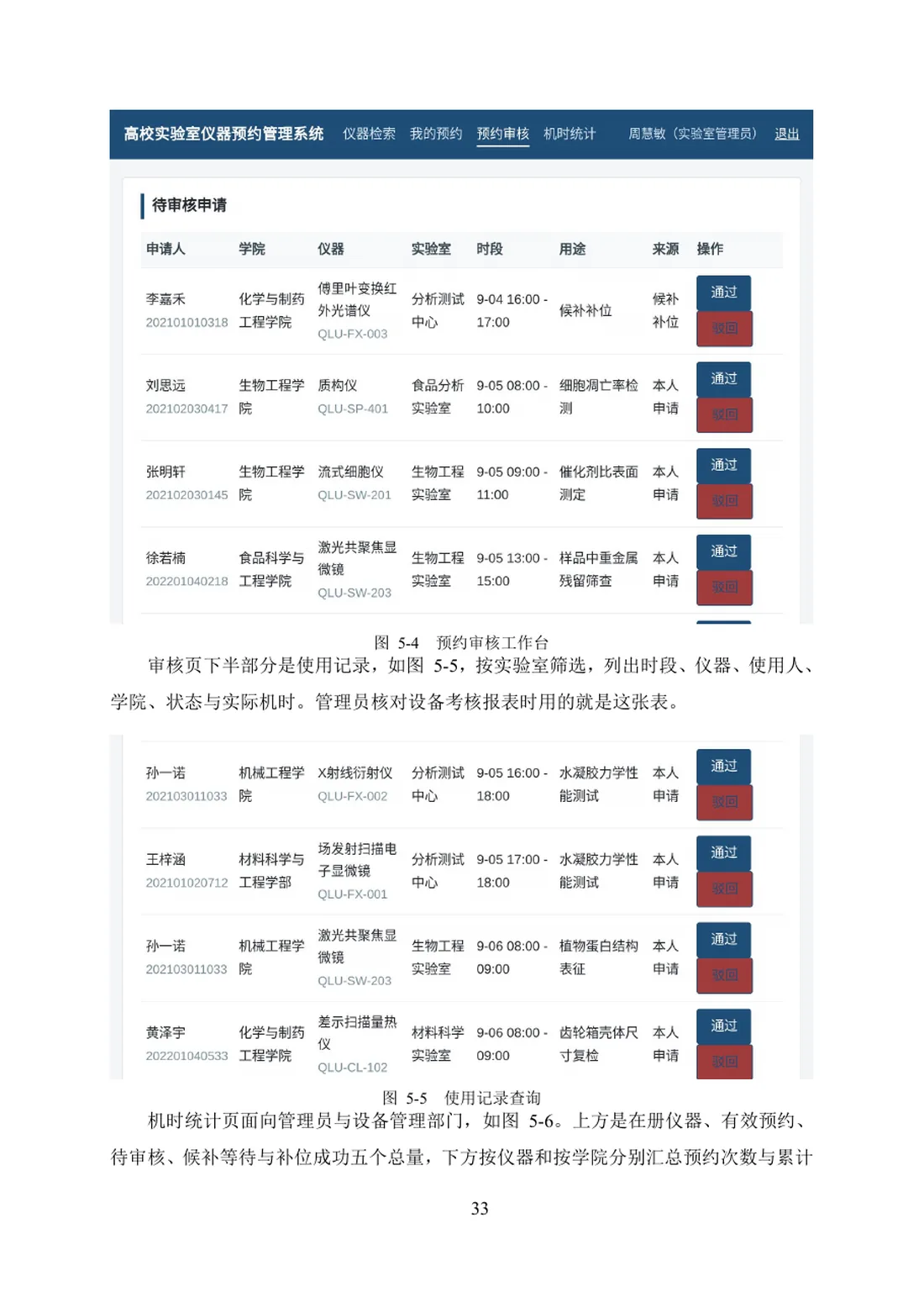 基于 Web 的高校实验室仪器预约管理系统的设计与实现 第 33 页